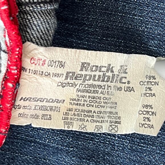 Rock & Republic Kasandra Bootcut Jeans Red Embroidered Pocket 28 - Picture 4 of 8